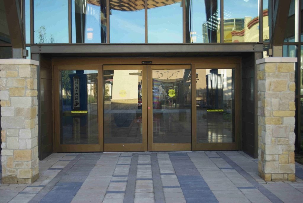 Clear glass storefront doors