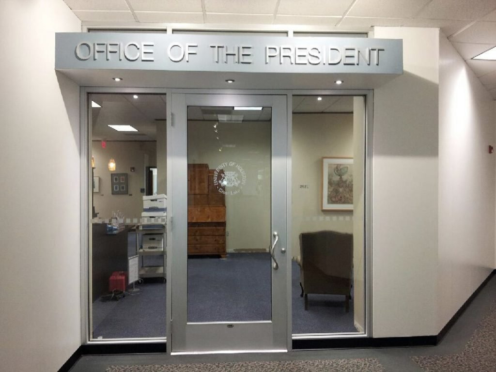 Frosted glass storefront doors